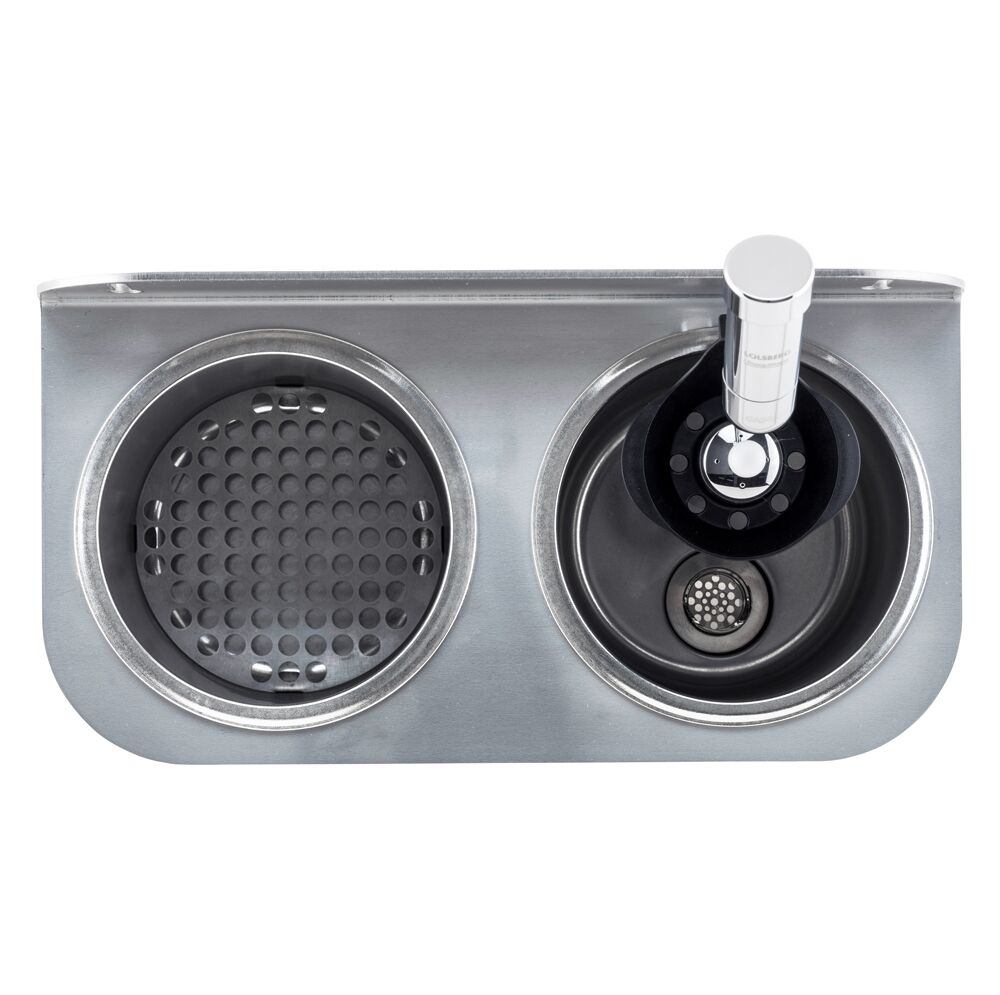 Lave-portionneur 312x161x210mm WATERSTOP - avec arrêt automatique de l’eau (WATERSTOP) - avec régulateur de débit intégré - avec clapet anti-retour (intégré) - incl. assiette-tamis