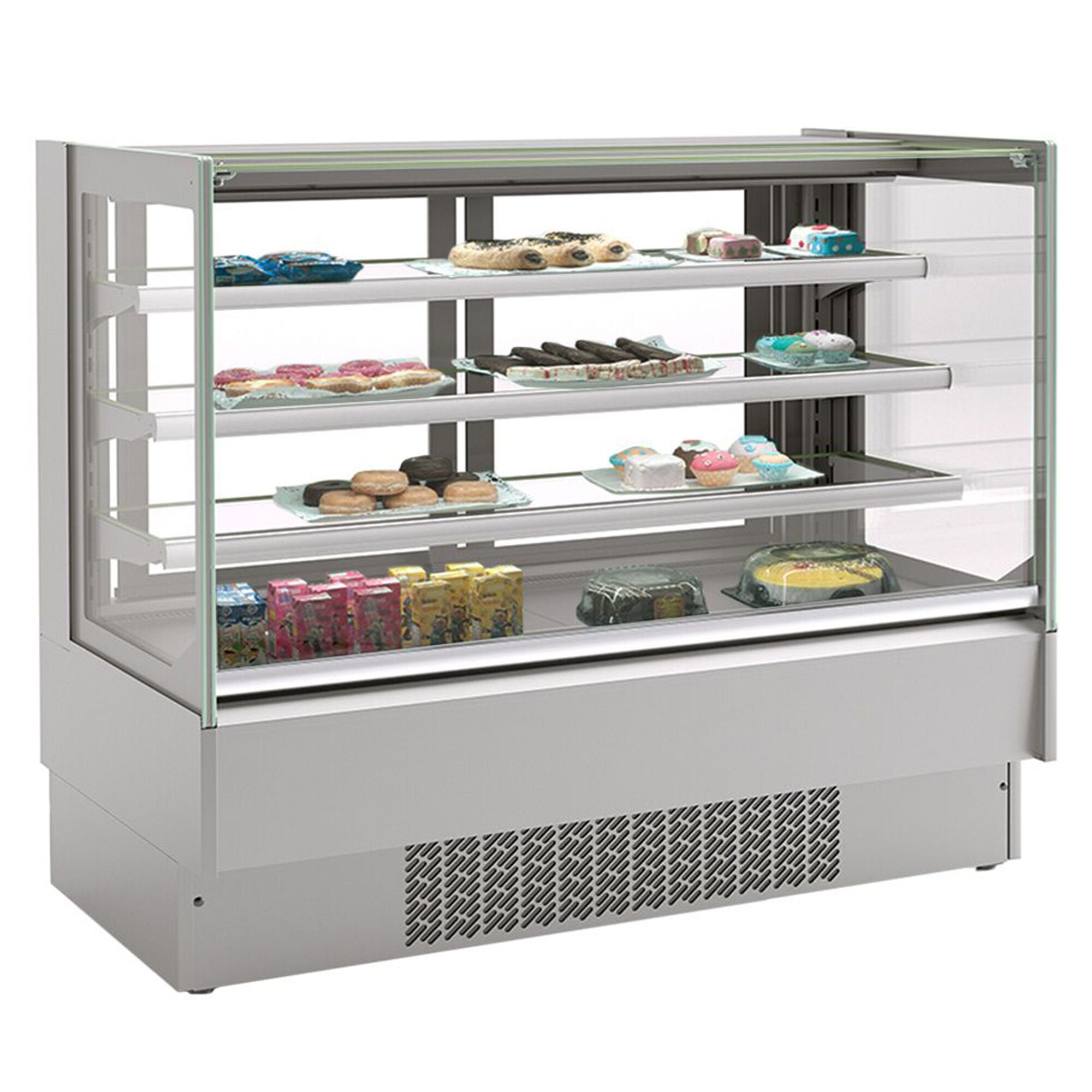 Vitrine de comptoir réfrigérée - 365L - 1250mm - Double vitrage - avec 3 étagères - portes coulissantes vitrées arrière