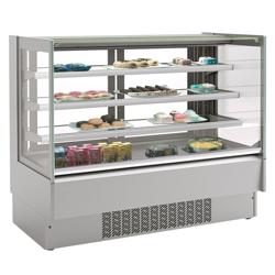 Vetrina pasticceria refrigerata Lina - per pasticceria - 365l - 1250mm - 2 porte scorrevoli in vetro - vetro dritto - con 3 ripiani - LED interni; porte posteriori scorrevoli