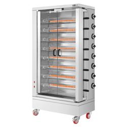 Commercial Gas Chicken Rotisserie Oven – 8-Spit 48-Chicken Capacity - 51.73 kW - LPG/Natural Gas - Glass Doors