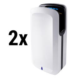 (2 unid) Secador de mãos vertical de alta velocidade automático com sensor e lâmpada UV-C - ABS branco