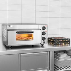 Electric Deck Pizza Oven - Single Deck - Refractory Stone Deck - 4 x Ø 20cm (8") - 230V Single Phase - Mechanical Controls - up to 350°C