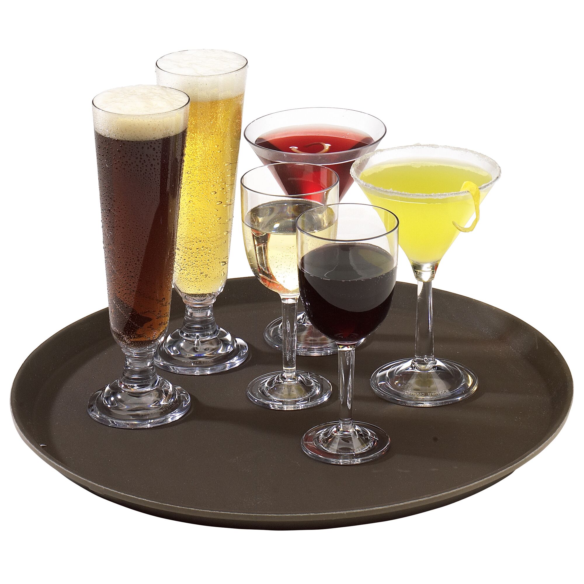 (12 pieces) CAMBRO | Camtread® Fibreglass Round Serving Tray – Non-Slip – Ø 355 mm – Brown