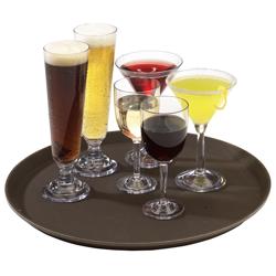 (12 stuks) CAMBRO | CAMTREAD® - Glasvezel dienblad - rond - ø 355mm - hoog profiel - Bruin