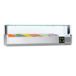 Gekoelde opzetvitrine PREMIUM met LED-verlichting - 1400x335mm - 6x GN 1/4