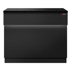 Balcão de caixa TORONTO - 900mm - Painel frontal preto - Tampo em granito preto - Preto mate