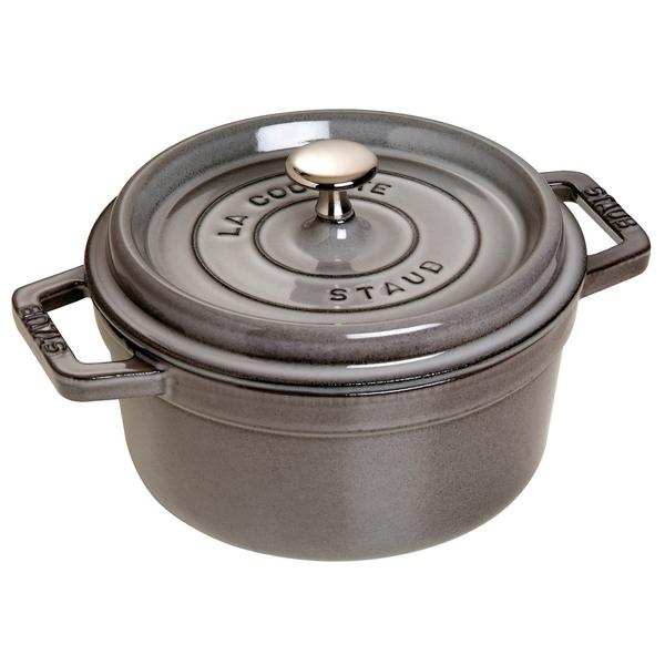 STAUB | Cocotte Round Enamelled Cast Iron Casserole Dish – Ø 180 mm – Graphite Grey