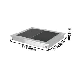 De embutir Mesa de buffet quente PROFISSIONAL com placa vitrocerâmica em aço inoxidável - 800mm - 2x GN 1/1 - 0,9kW