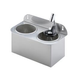 Dispozitiv clătire porționator înghețată - 312x161x210 mm - cu supapă antiretur & intrare apă 1/2” - incl. sită & suport de montaj & sită pentru scurgere & tavă de scurgere cu sită