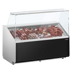Banco gastronomia professionale - 1256x979mm - 262 L - Vetro dritto - Colore Grigio scuro - Pannello frontale Nero RAL9017