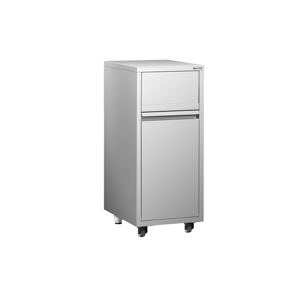 Waste garbage can with hinged lid - incl. waste garbage can insert - stainless steel