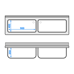یونیت کابینتدار شستشوی قابلمه - 2000*600 میلیمتر - دو سینک