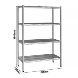 Edelstahlregal - 1,22 x 0,36 m - mit 4 Drahtböden (FEST)
