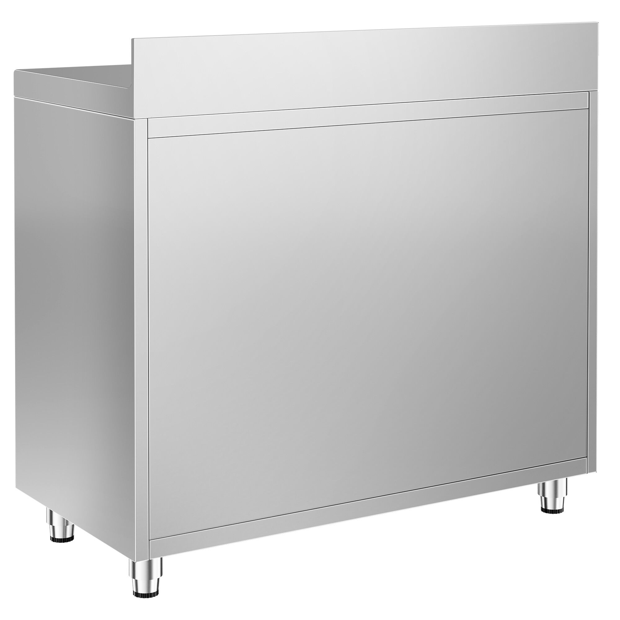 Table armoire en acier inoxydable - 1292x600mm - avec portes battantes - avec dosseret - pour machine à café (cafetière à filtre)