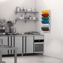 Wall-Mounted Cutting Board Rack – 6-Slot - 20 mm Max - White Polyethylene - 370x100x900 mm