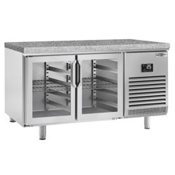 Table réfrigérée de boulangerie PREMIUM PLUS - 1618x800 mm - 2 portes vitrées & plan de travail en granit