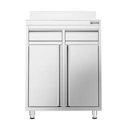Commercial Work Cabinet - Coffee Machine Cabinet - 800x600 mm – with 2 Drawers, 2 Doors & Upstand