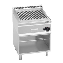 Gas lavasteengrill - 8,0kW - 600mm - 0,6x0,6m - Staand model - RVS - incl. onderstel