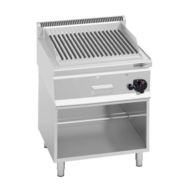 Gas lavasteengrill - 8,0kW - 600mm - 0,6x0,6m - Staand model - RVS - incl. onderstel