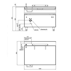 Brasiera elettrica ribaltabile Serie 900 - 120L - 14,4kW - ribaltamento motorizzato - rubinetto carico acqua