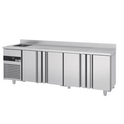 Koelwerkbank PREMIUM - 2360x700mm - 4 deuren - GN 1/1 - met spatrand - 540 liter
