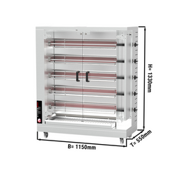 Grill de poulet à gaz - 23,5kW - avec 5 broches pour jusqu'à 25 poulets	