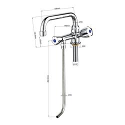 Mitigeur monotrou - pour eau froide - avec bec pivotant 360°, raccord3/8" & pour 1 bac - pour épaisseur de table jusqu’à80mm