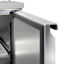 Saladette PREMIUM - 900 mm - 2 porte - con supporto alto in vetro per 2x GN 1/1 e 3x GN 1/6