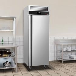 Upright Freezer Stainless steel PREMIUM - GN 2/1 - 700L - with 1 glass door - On castors - For UK