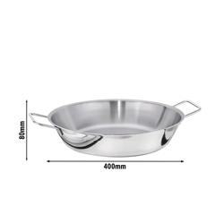 Paellapan - RVS - 10 liter - Ø 400mm - hoogte: 80mm - geschikt voor alle warmtebronnen (incl. inductie)