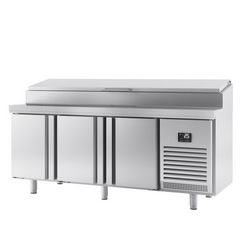 میز یخچالی آماده سازی - 1960*700 میلی متر - سه 1xGN 1/2 & 9xGN 1/3 درب - ویترین استیل