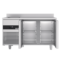 Koelwerkbank PREMIUM - 1430x700mm - met 2 deuren, 1 spoelbak links & achterwand