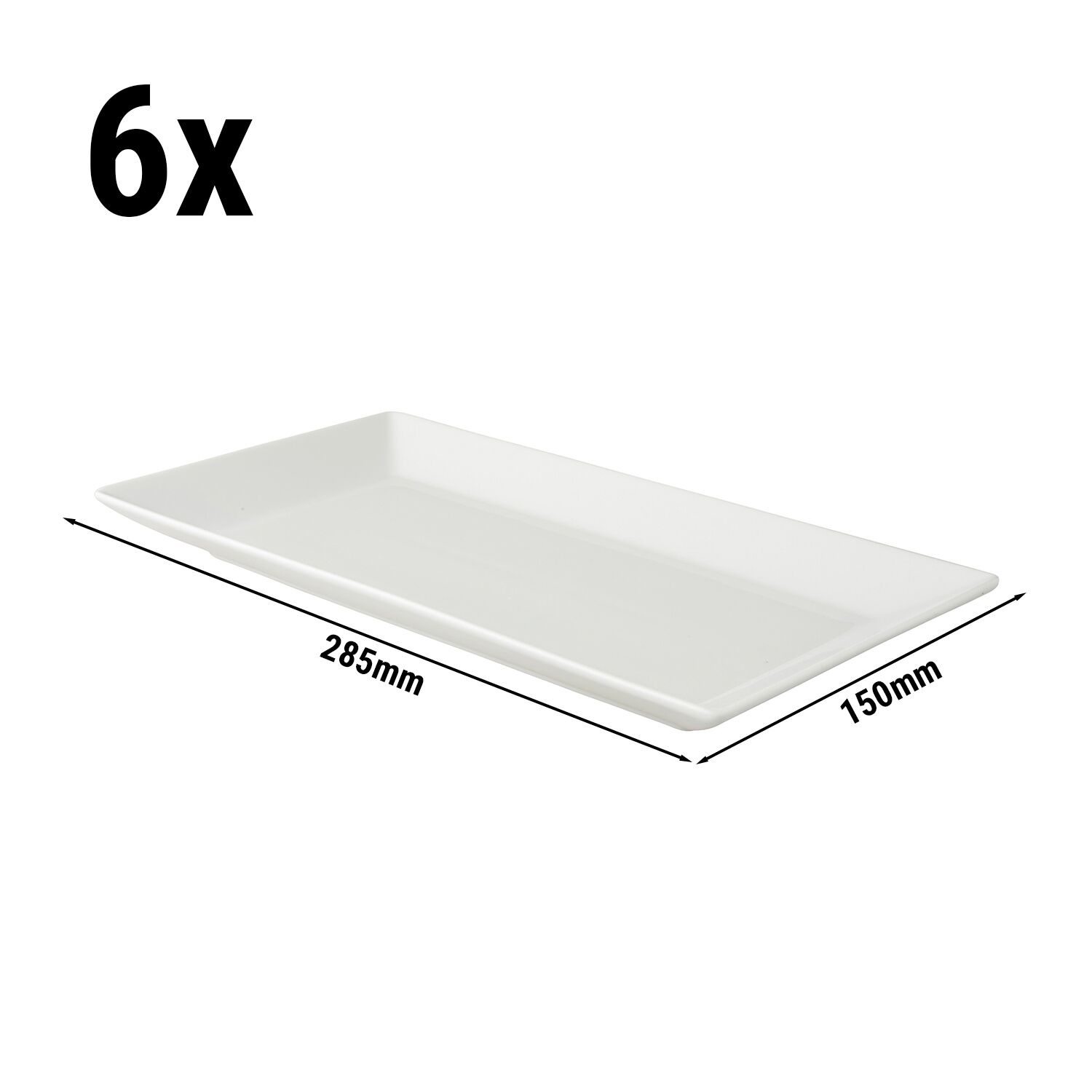(6 pcs) WHITE DELIGHT - Assiette à steak - 285x150mm - Blanc