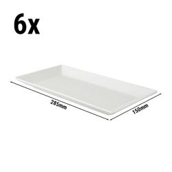 (6 kpl) WHITE DELIGHT - Tarjoilualusta - Posliini - Suorakulmainen - 285x150 mm - Valkoinen