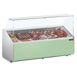 Banco gastronomia professionale - 2506x979mm - Statica - 512 L - Vetro dritto - Colore Dunkelgrau - Pannello frontale Hellgrün
