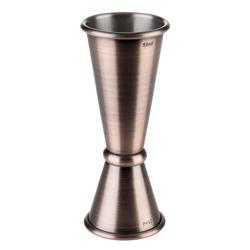(6 st) Jigger i rostfritt stål - antik-koppar - dubbelsidig - 2,5 cl & 5 cl - med nivåstreck 1,5 cl & 3,5 cl