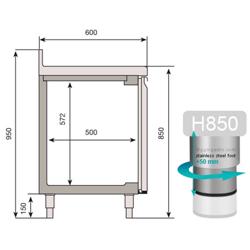 Vrieswerkbank PREMIUM PLUS - 1468x600mm - met 2 deuren - met opstand