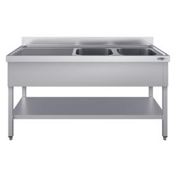 Yıkama Tezgahı ECO - 1400x700mm - Alt raflı & 2 sağ evyeli