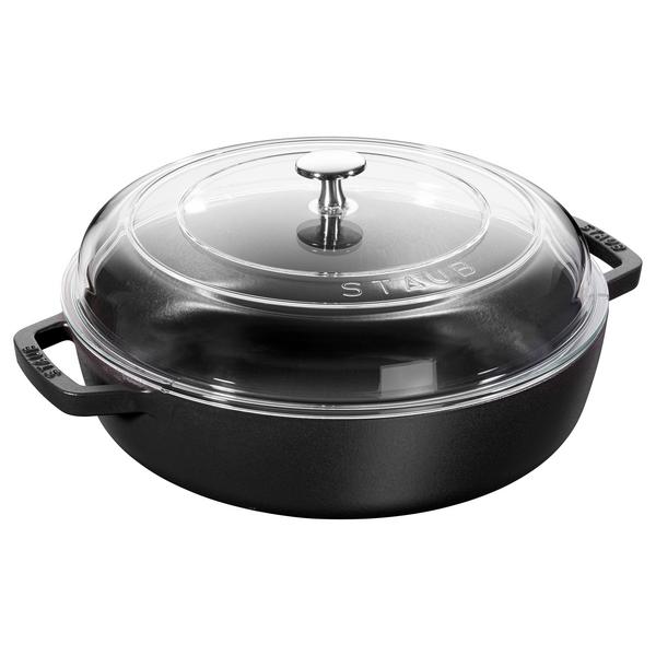 STAUB | BRAISERS - قابلمه با درب شیشه ای - 260 میلی متر - چدنی - سیاه