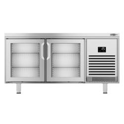 Koelwerkbank PREMIUM PLUS - 1618x800mm - 420 liter - met 2 glazen deur(en)