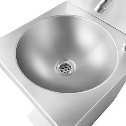 El yıkama lavabosu | yıkama istasyonu - Paslanmaz çelik - Ayak pedallı, kağıt- ve sabun dispenserli 