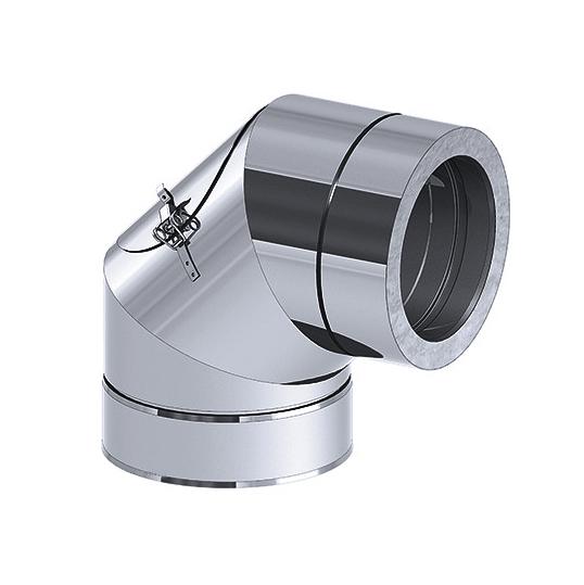 Curva de tubo - 90° - fixo - com porta de inspeção - em aço inoxidável - Ø450mm