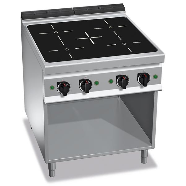 Cucina a induzione professionale - LORENZO 900 - 800x900x965mm - 20,0 kW - 4 zone a induzione - su vano aperto - alta potenza