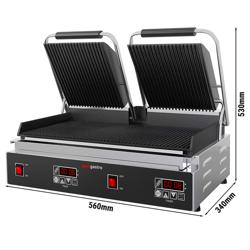 Commercial Contact Grill - Heavy Duty Panini Press – Ribbed Top & Bottom – 3.6 kW – Easy-clean – 570×410×210 mm
