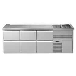 Balcão frigorífico para cerveja PREMIUM PLUS - 2500x700mm - 6 gavetas