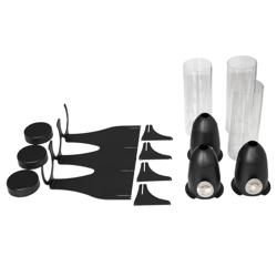 Dispenser per cereali - triplo - Ø 115mm - dosatore a manopola - 3 contenitori in plastica trasparente - supporto in acciaio inox