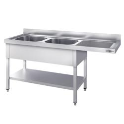 Bulaşık Makinesi Bölmeli Yıkama Tezgahı - 1800x600mm - 2 sol evyeli