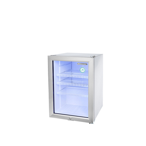 GASTRO-COOL | Chłodziarka minibarowa - 430 mm - 62 litry - z 1 szklanymi drzwiami & oświetleniem LED - srebrna
