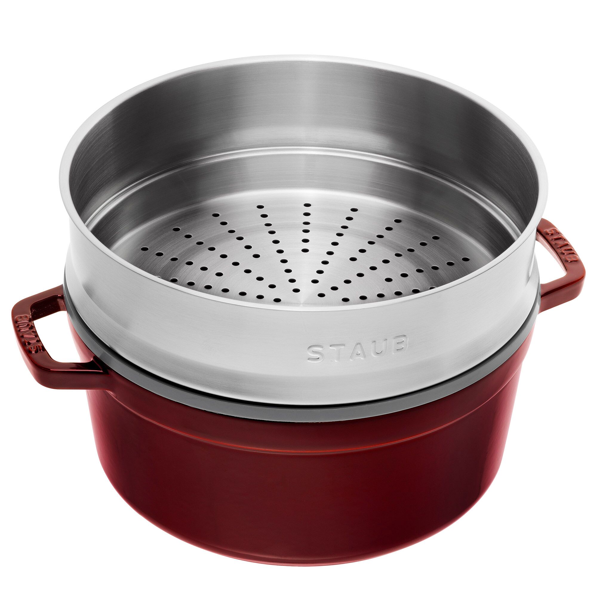 STAUB | LA COCOTTE - Cocotte avec insert vapeur - Ø 260mm - Fonte - Grenadine-Rouge	