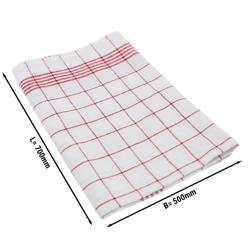 (200 stuks) Theedoek - halflinnen - 50x70cm - rood geruit